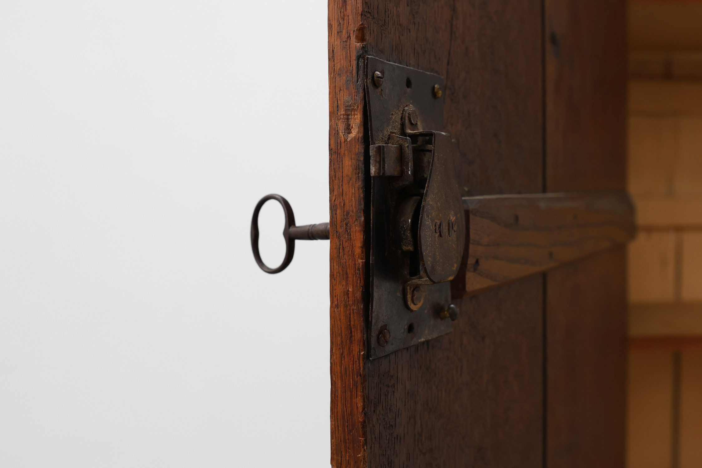 Rustic Tall French Monastery cabinet in oak from the late 19th centurythumbnail
